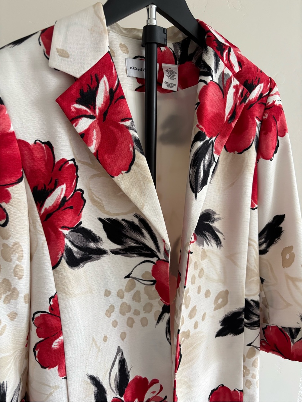Vintage Y2K Alfred Dunner Red Floral Statement Blazer Size 12 - Picture 2 of 7